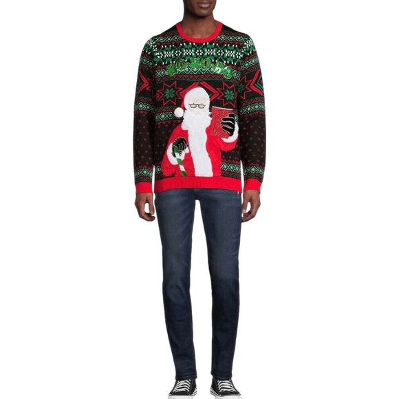 Ugly Christmas Sweater Santa Claus Red Party Cup Pocket Holiday Fun Size Large - Picture 8 of 16